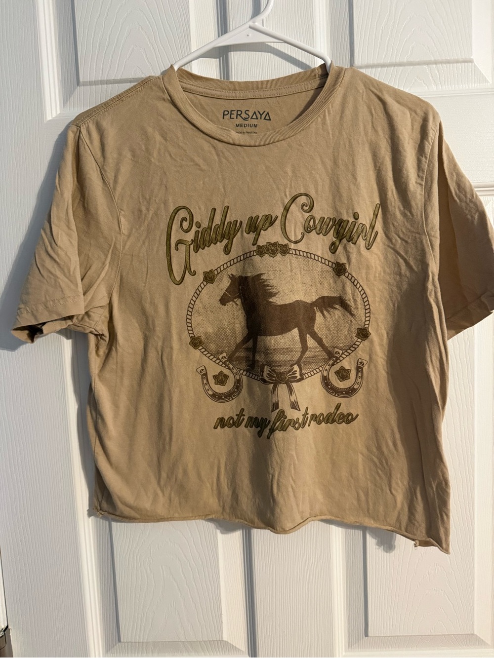 Persaya Giddy Up Cowgirl Western Graphic Tee Medium